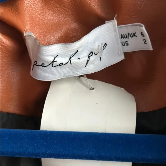 NWOT  Petal&Pup Orange Brown Leather Jacket - size 2 - Picture 6 of 7